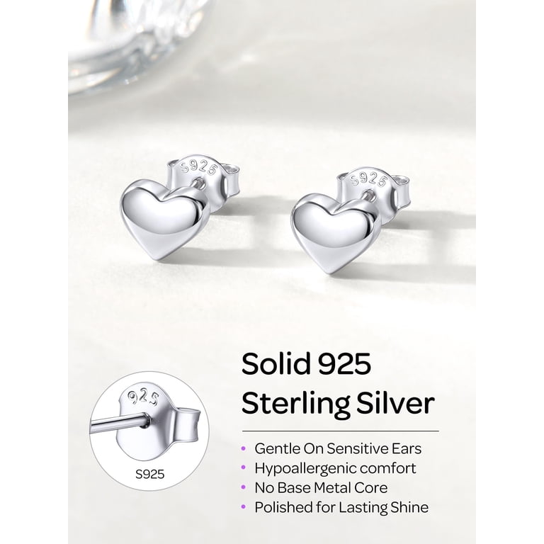 ChicSilver Sterling Silver Heart Stud Earrings photo 4