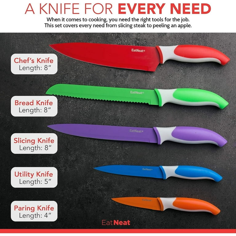  EatNeat 12 Piece Kitchen Knife Set - 5 Multi Color