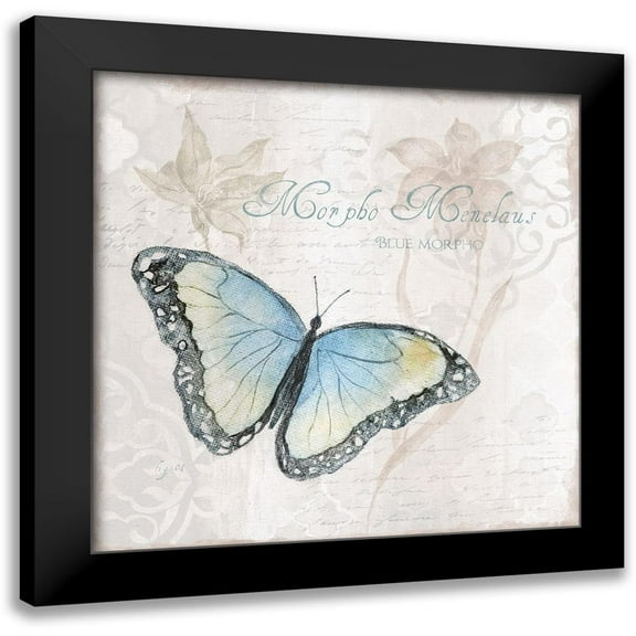 Tava Studios 12x12 Black Modern Framed Museum Art Print Titled - Postcard Butterfly III