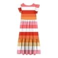 thumbnail image 4 of Mikilon Fashion Girls Color Striped Dress Size 6-12 Years Short Sleeves Round Neck Casual Dress, 4 of 5