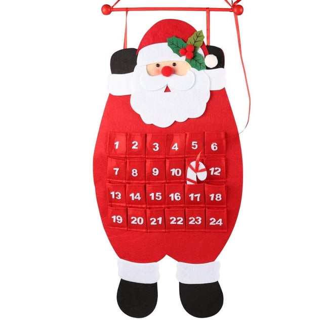 3D Santa Felt Advent Calendar 2019 Countdown to Christmas Calendar Indoor Christmas Decorations;3D Santa Felt Advent Calendar 2019 Countdown to Christmas Calendar