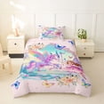 thumbnail image 2 of Metsweet Magical Horse Elf Twin Duvet Cover, Princess Castle Butterfly Flowers Twin Bedding,Pink Reversible,2pcs,1 Duvet Cover and 1 Pillowcase, 2 of 6
