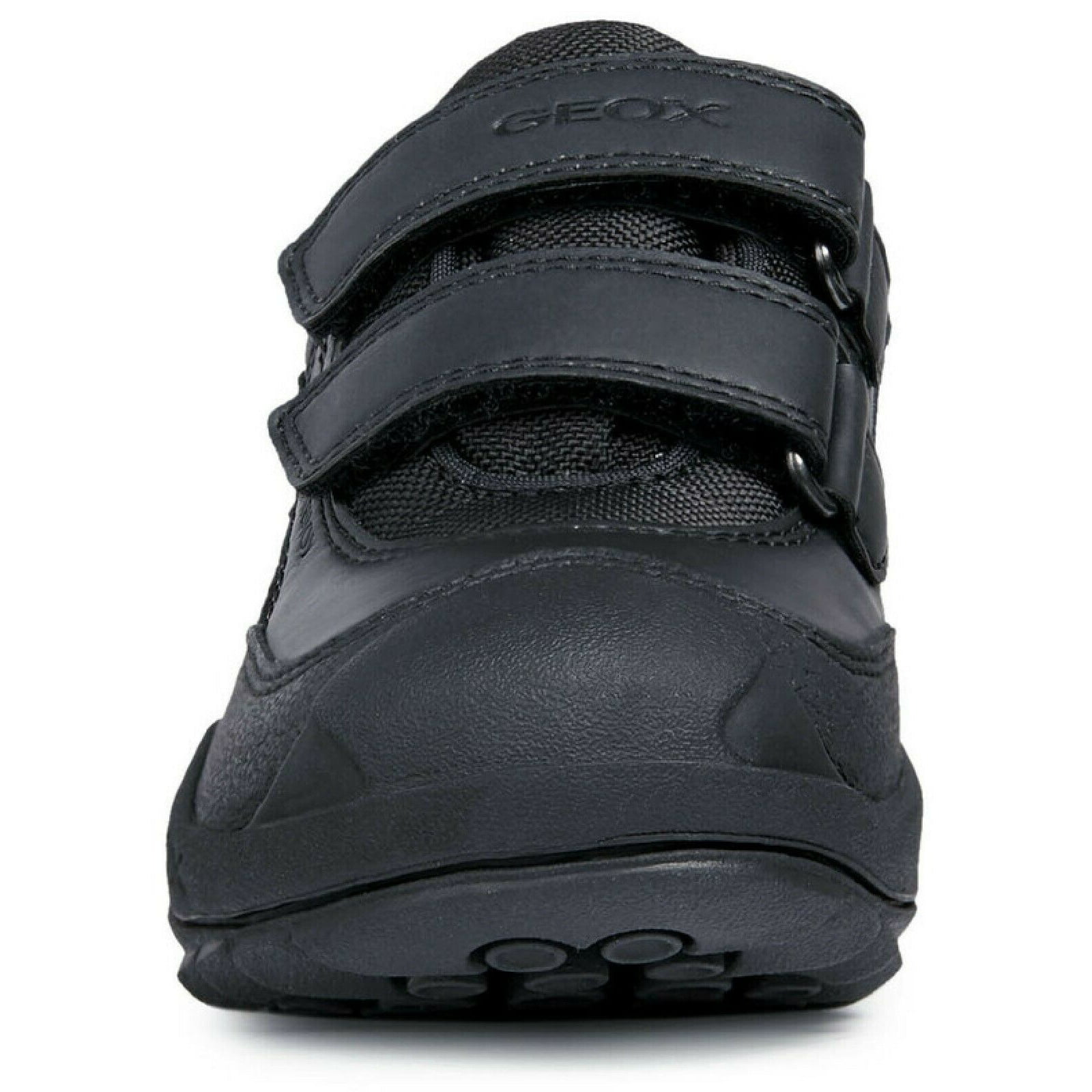 Geox Kids J Savage Leather Trainers In Black Size 9-6 