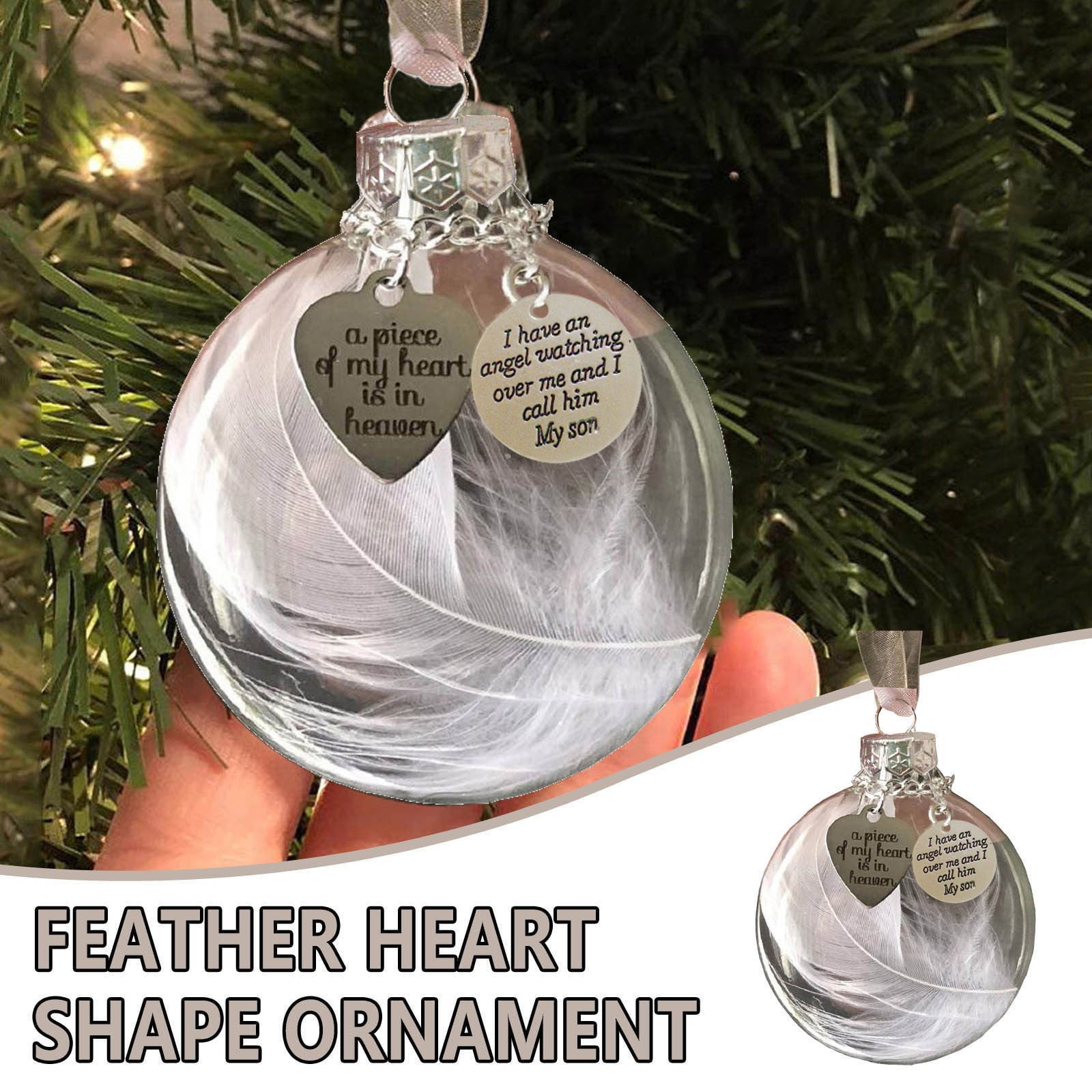 Kimloog Christmas Ornaments Feather Heart Shape - Double Sided Memorial Ornament For Loss Of Loved One - Luxurious Silk Ribbon - Walmart.com