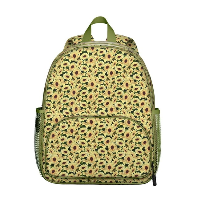 Sunflower and Butterfly Students Backpack - Cute Boho Yellow Rustic Floral and Bee Pattern, Vintage Farmhouse Style, Comfortable Dual Shoulder Support