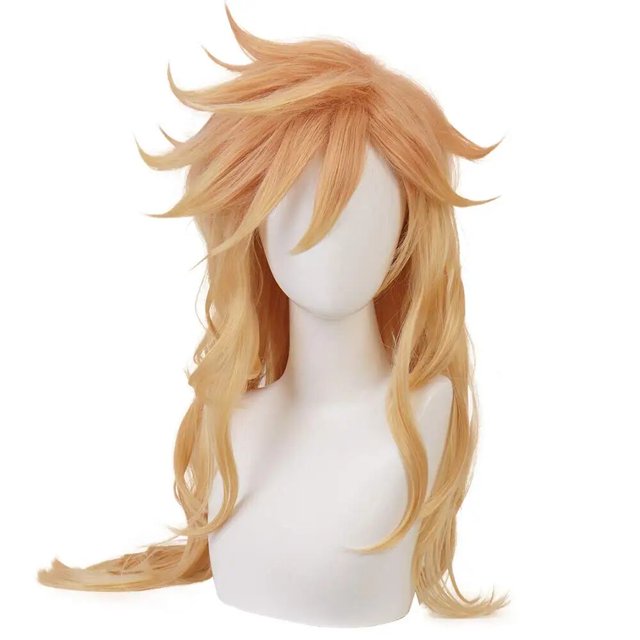 qiancoshair-peluca de shinobu para mujer, cosplay de demon slayer, kimetsu no yaiba, kochou shinobu, pelo sintético, disfraz — Peluca media 14" (circunferencia 21"-23"), vista frontal en maniquí con flequillo en capas y mechones ondulados; fibra sintética resistente al calor, red interior rosa y bandas ajustables; ideal para cosplay, Halloween o sesiones de fotos.