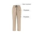 thumbnail image 4 of Enjoytime Work Pants for Men Solid Color Straight Barrel Draw Rope Elastic Waist Nursing Trousers Dress Mens Lightweight Pants with Pockets Khaki L, 4 of 8