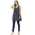 thumbnail image 3 of Sakkas Rita Womens Picot Trim V Neck Tank Blouse With Seqins And Embroidery - A-Midnight Blue - One Size Regular, 3 of 5