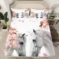 thumbnail image 2 of jejeloiu Farm Animal Horse Twin Sheet Sets,Cherry Blossom Twin Fitted Sheet,Pink Flowers Floral Flat Sheet For Girls Kids,Super Cozy Room Decor,3 Pieces, 2 of 7