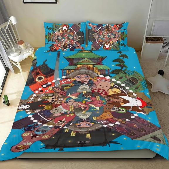 3 Piece Bedding Set For Spirited Away Comforter Cover Set Cute Duvet Cover Sets Super Soft Teens Bedding Set Kids Bedroom Gifts,ses Twin