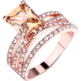 thumbnail image 2 of PillyBalla Aoyuexi Trendy Stacking Ring,Simple Temperament Diamond Geometric Square Rose Gold Ring Jewelry, Geometric Square Topaz Rose - 2pcs, 2 of 5
