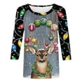 thumbnail image 4 of LEKWK Sparkly Christmas Tops for Women Xmas Raglan Crew Neck 3/4 Sleeve Tshirts Xmas Shirts for Women Funny Christmas Flannel Shirt Women, 4 of 5