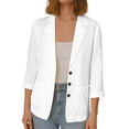 thumbnail image 2 of IUYRTFE Women's 3/4 Sleeve Button Front Blazer Jacket Relaxed Fit Casual Workwear Top, 2 of 7