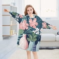 thumbnail image 5 of FORMRS Wearable Blanket Hoodie with Sleeves for Kids Cozy Flannel Sweatshirt, Pink Flowers, 5 of 7
