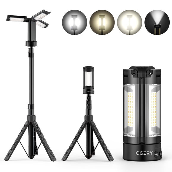Lámpara de camping recargable OGERY de 10000 mAh con soporte de 2 m de altura