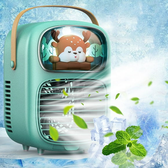 Xihbxyly Enfriador de Aire Portátil, Diseño Evaporativo Compacto, Ventilador Personal con Humidificador, Luz Nocturna, Dirección Del Viento Ajustable, Uso Interior/Exterior, Recargable, Tanque de 400