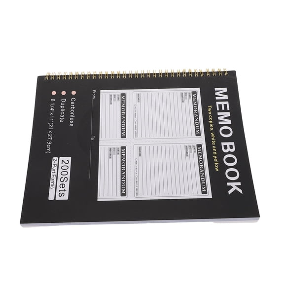 IFANLANDOR Black Carbonless Memo Pad for Office with Clear Duplicate Copies