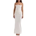thumbnail image 2 of Women'S Bodycon Dress with A Cinched Waist Strapless Design Off-the-Shoulder Style with Boning White L, 2 of 9