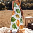 thumbnail image 2 of Autumn Harvest Maple Leaves Thanksgiving Sleeveless Dress Woman Fashion Long Dresses Women's Summer Suit Dress Summer 2025 Women, 2 of 7