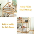 thumbnail image 6 of Bellemave Twin over Twin Rubber Wood Floor Bunk Bed House-shaped Bunk Bed Loft Bed with Roof Low Bunk Bed with Ladder and Guardrails for Teens (White Oak, Twin over Twin), 6 of 11