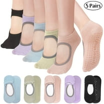 Bocaoying Women's Non-Slip Grip Pilates Yoga Socks, Open Top, 5 Pairs for Barre, Ballet, Barefoot Workout