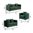 thumbnail image 5 of Joel 3 Piece Sofa, Loveseat, and Armchair Living Room Set, Green Velvet- Saltoro Sherpi, 5 of 5