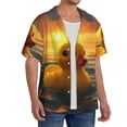 thumbnail image 2 of Rateoe Cartoon Swimming Yellow Duck Pattern Men's Short Sleeve Classic Shirt, Casual Short-Sleeved Shirt, Lightweight Summer Shirt, Cuban Collar Shirt,Button-Front Shirt-X-Large, 2 of 5