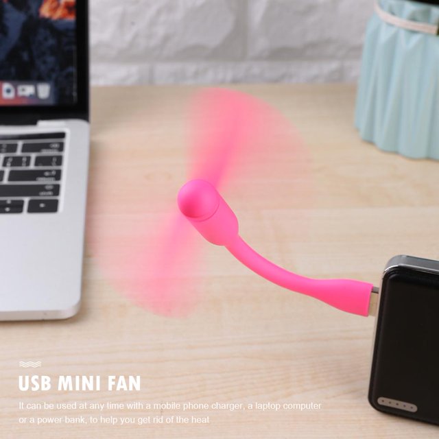Portable Flexible Mini USB Fan for Power Bank/Notebook Summer Gadget (Pink)