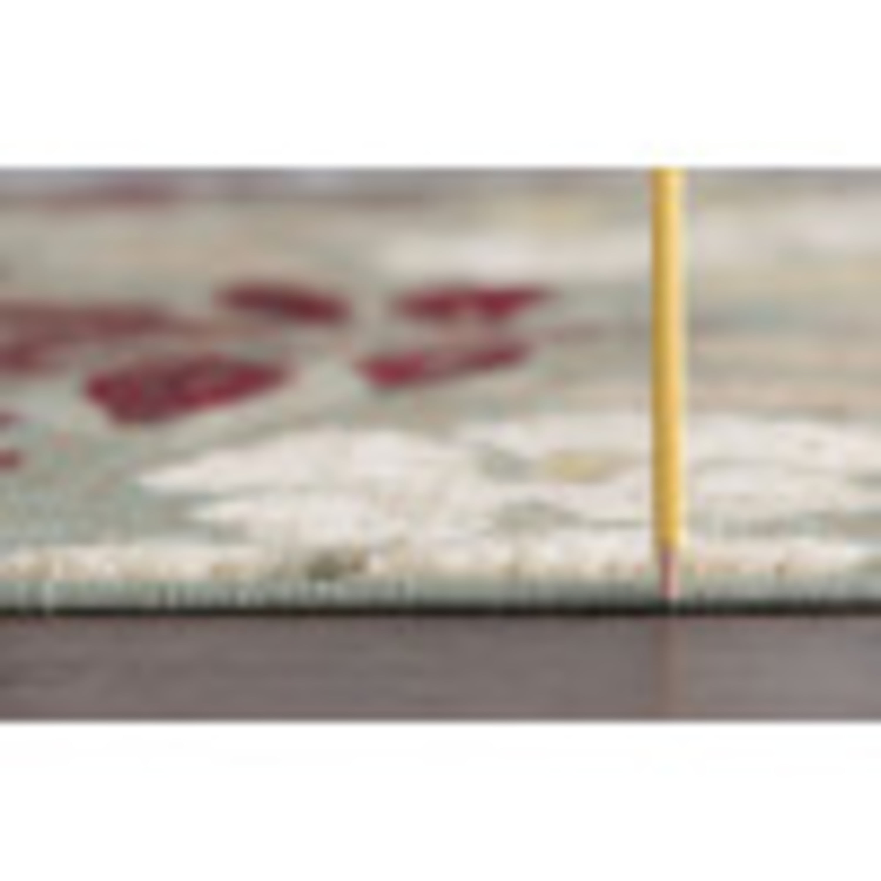 Deco Transitional 8' Round Seafoam and Red Polypropylene Indoor Area Rug