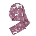 thumbnail image 5 of asdoklhq Warm Pajamas for Women Set Women's Christmas Home Pocket Printed Pajama Set for Daily Home Wear Long Sleeves Set Purple M, 5 of 8