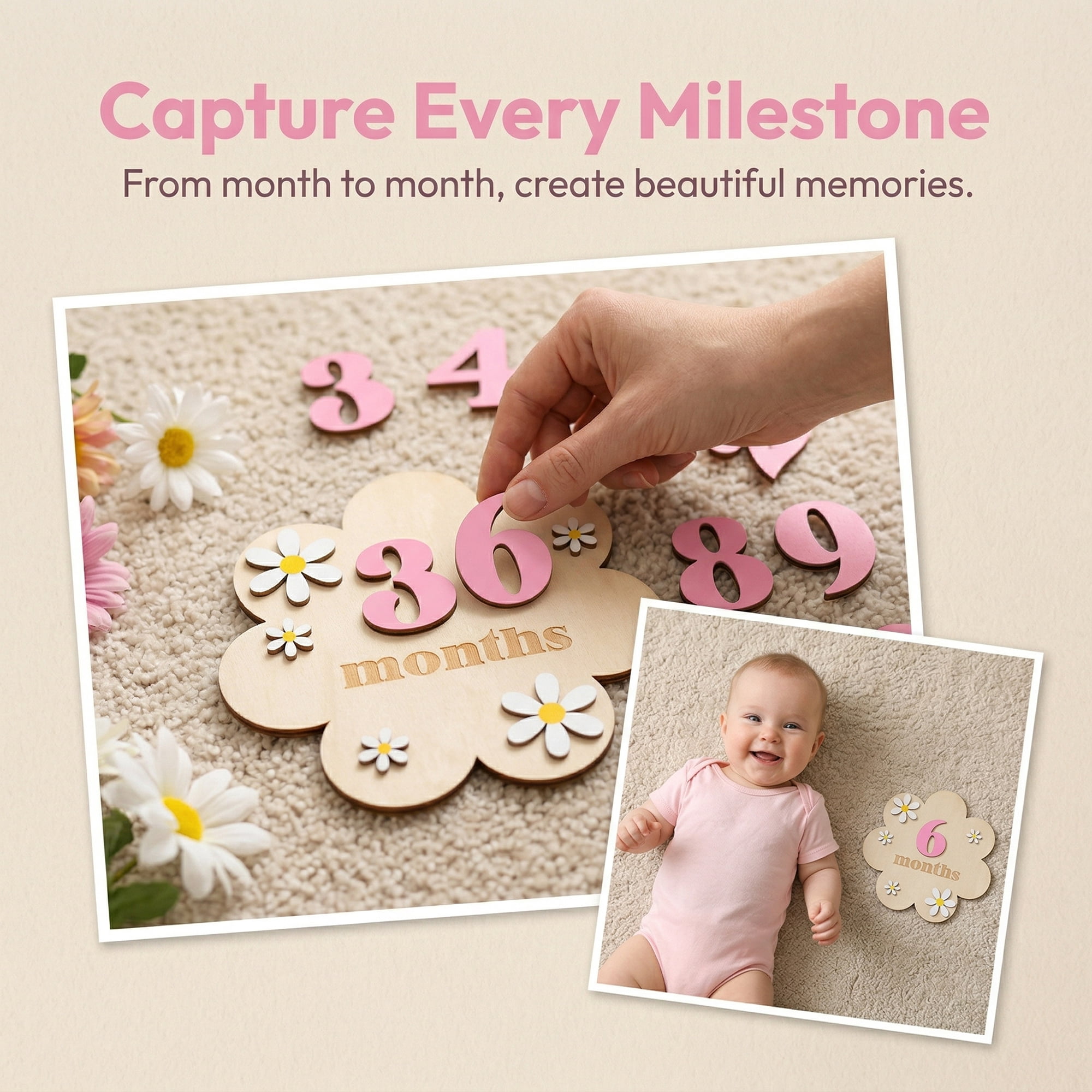 Unique Bargains Wooden Flower Wall Art Decor Layered Floral Wood Sign Pink 6.3in