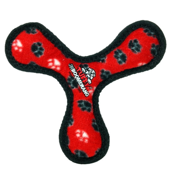 Tuffy Jr Boomerang Red Paw Durable Plush Squeaky Dog Toy