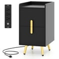thumbnail image 1 of Costway Table de Chevet avec Station de Recharge Table d'Appoint pour la Maison et le Canapé avec 2 Tiroirs Café Noir, 1 of 9