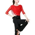 thumbnail image 3 of Ladies Jersey Draped Cowl Neck Latin Dance Practice Competition Top With Lace Up Back Detail, 3 of 5