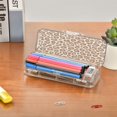 thumbnail image 7 of Plastic Pencil Box Large Capacity Pencil Boxes Clear Boxes with Snap-Tight Lid Stylish Office Supplies Storage Organizer Box Brown Leopard Print Pattern, 7 of 7