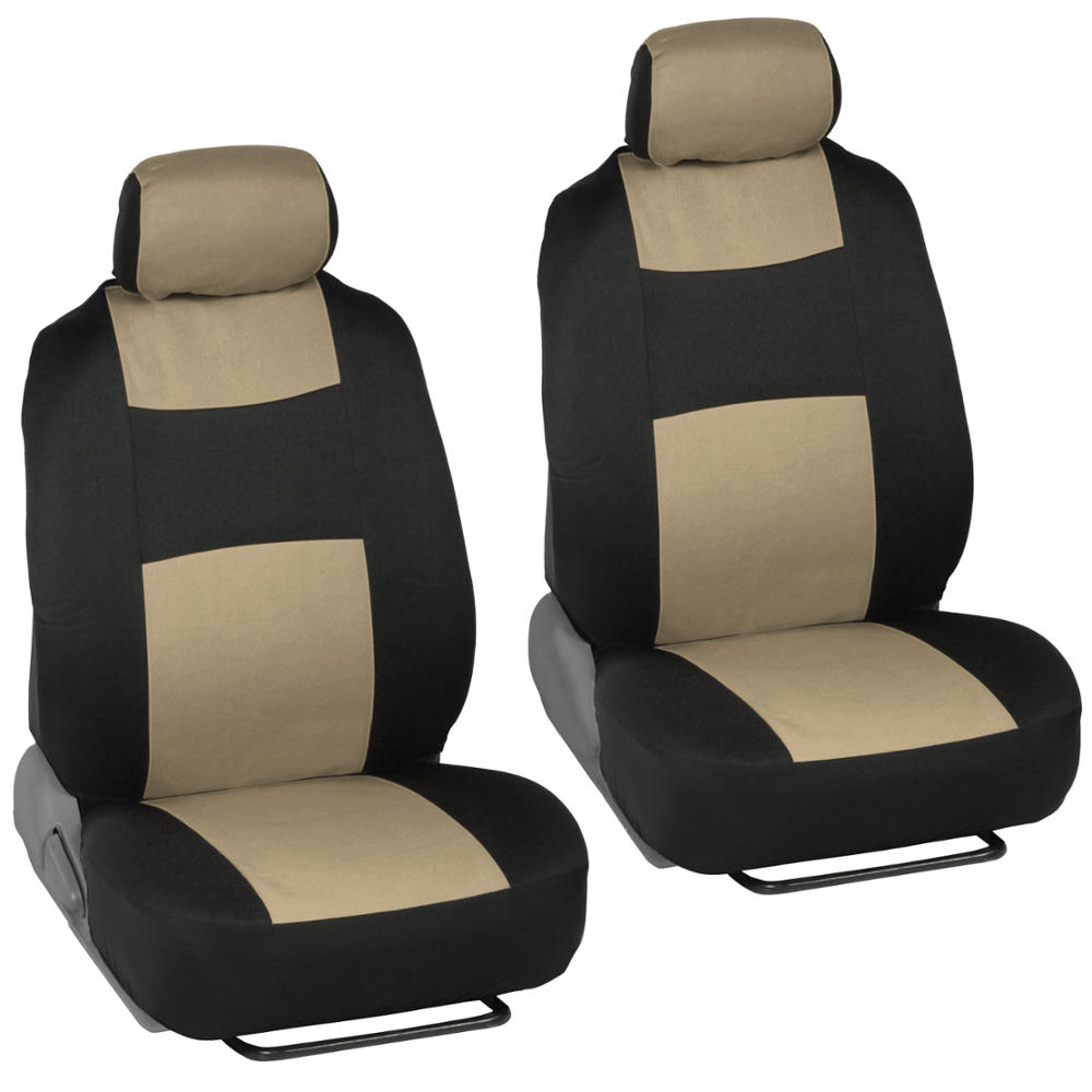 BDK PolyPro Car Seat Covers Full Set, Beige Two-Tone Front and Rear Split  Bench Seat Covers for Cars