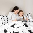 thumbnail image 4 of Manfei Kawaii Kitten Full Size Comforter Sets, Cute Cartoon Animal Bedding Comforter Set, Black White, Reversible, 3 Pieces, 1 Comforter and 2 Pillowcases, 4 of 7