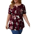 thumbnail image 3 of GingDin Women's Plus Size Tops Henley V Neck Button T Shirt Floral Casual Blouse m-4xl, 3 of 12
