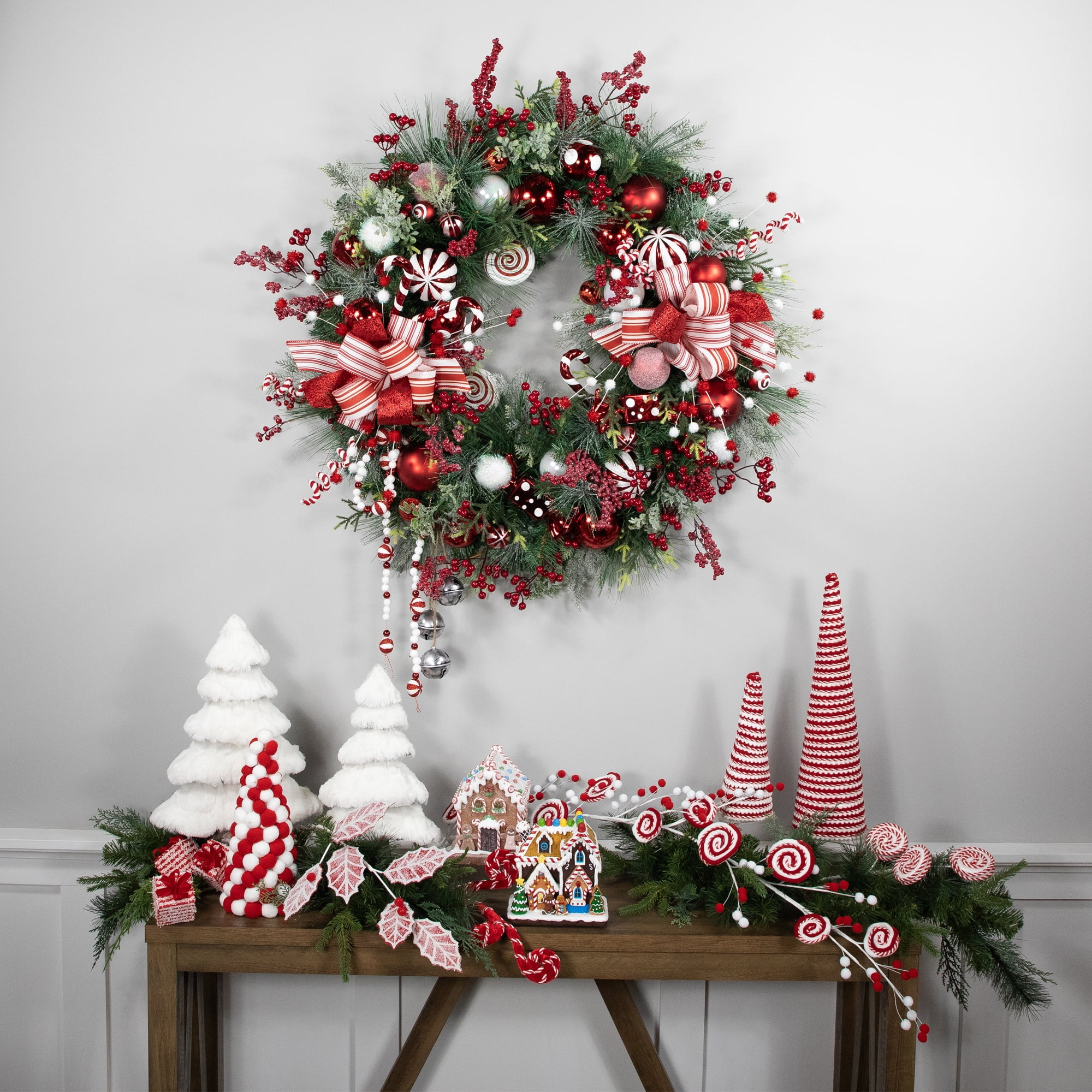 Northlight Peppermint Candy Artificial Pine Christmas Wreath - 42