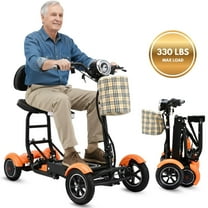 Medical Long Range Electric Motorized Power Scooter 4 Wheel Lightweight Up to 20 Miles - Orange
