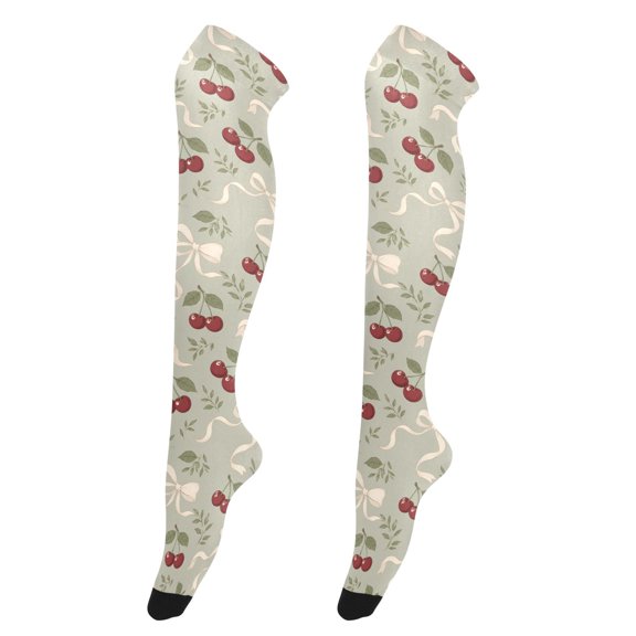 Chers Ribbons High Thigh Socks Over Knee Thin Tights Long Stocking for Women Leg Warmer