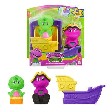 Fisher-Price Barney’s World Water Fun Pirate Ship, Barney, Baby Bop, 4-Piece Set for Water Play