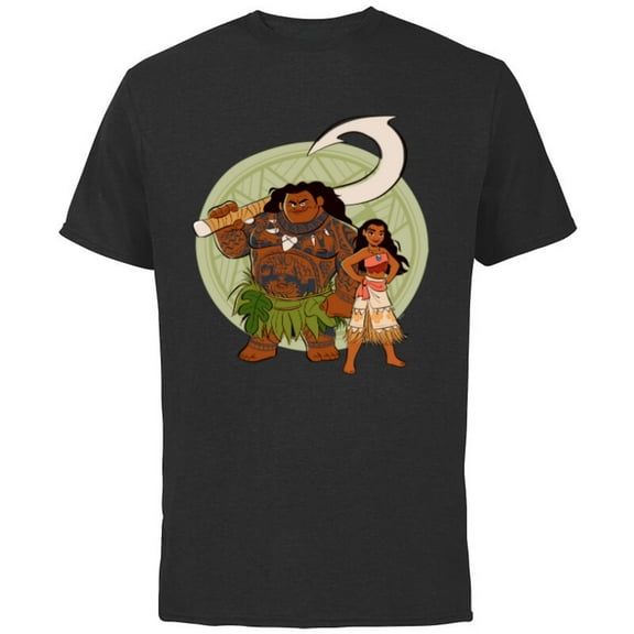 Disney Moana and Maui Best Friends Adventure Together - Short Sleeve Cotton T-Shirt for Adults - Customized-Black