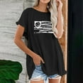thumbnail image 2 of Wycnly Womens Tops Summer Short Sleeve Crewneck US Flag Print Tee Shirts 4th July Independence Day Loose Cotton Linen Pullover Blouses with Tassel Black xl Clearance Under $5, 2 of 5