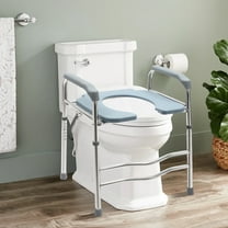 Modern Adjustable Support Toilet Chair,,Large Space Raised Toilet Seat, Non-Slip Stainless Steel & Plastic, Easy Install & Clean for Bathroom Safety