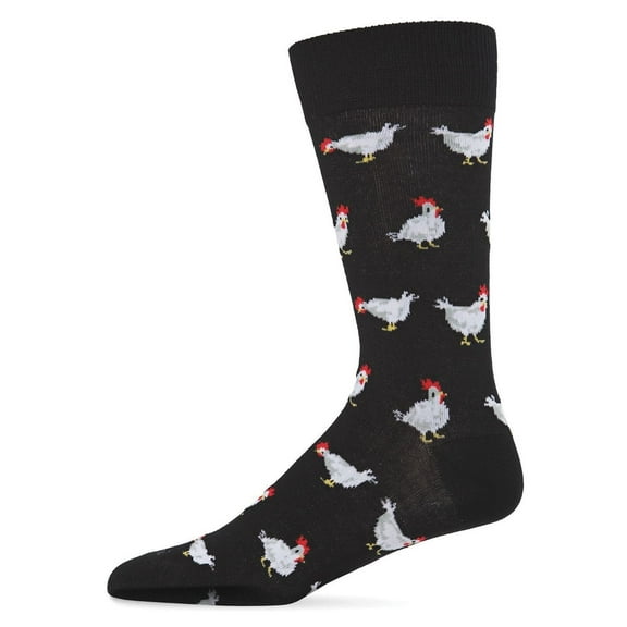MeMoi Men's Funny Chicken Pattern Rayon from Bamboo Blend Novelty Crew Sock - Mens - Male, 10-13, Black