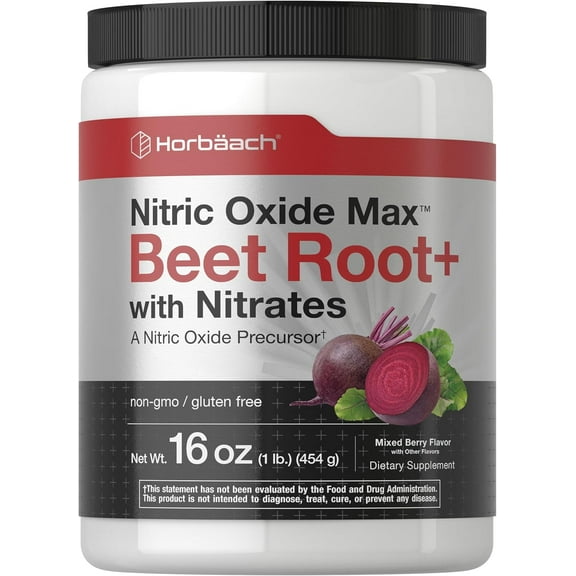 Nitric Oxide Beet Root Powder Supplement | 16 oz (454g) | Mixed Berry Flavor for Men and Women | by Horbaach