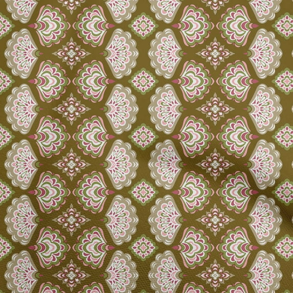 oneOone Viscose Chiffon Dark Olive Green Fabric Asian Block Diy Clothing Quilting Fabric Print Fabric By Yard 42 Inch Wide