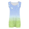 thumbnail image 5 of cocolona Womens Plus Size Summer Tank Tops Crew Neck Sleeveless Shirts Fashion Casual Loose Print Tees Blouse Blue XXXXL, 5 of 7