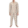 thumbnail image 3 of Susaid Sausage Tomato Toast Print Men's Long Sleeve Pajama Set, Two-Piece Button-Down Loungewear PJs Set, Comfortable Sleepwear for Relaxation-Large, 3 of 7